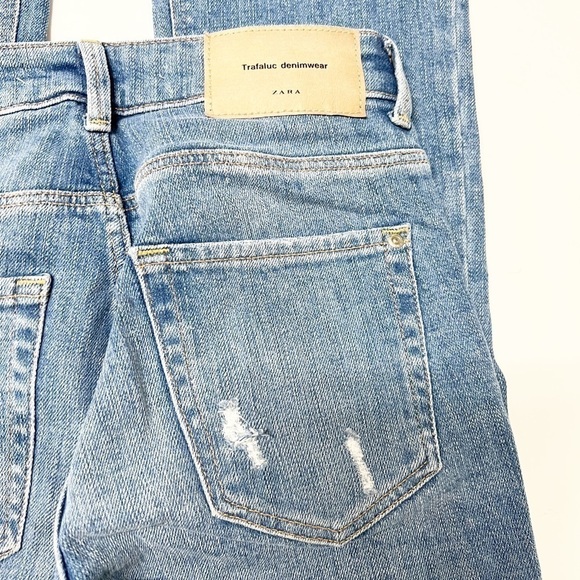 Zara Trafaluc Denimwear Womens High Rise Embroidered Frayed Ankle Jean Sz 2 - Picture 5 of 9